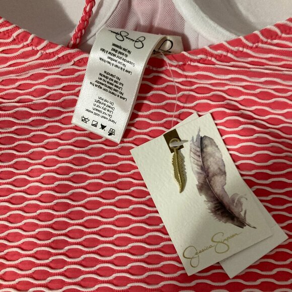 NWT Jessica Simpson Pink Swim Suit Size M Tankini Top Built in Bra Modest Cover - Picture 8 of 14